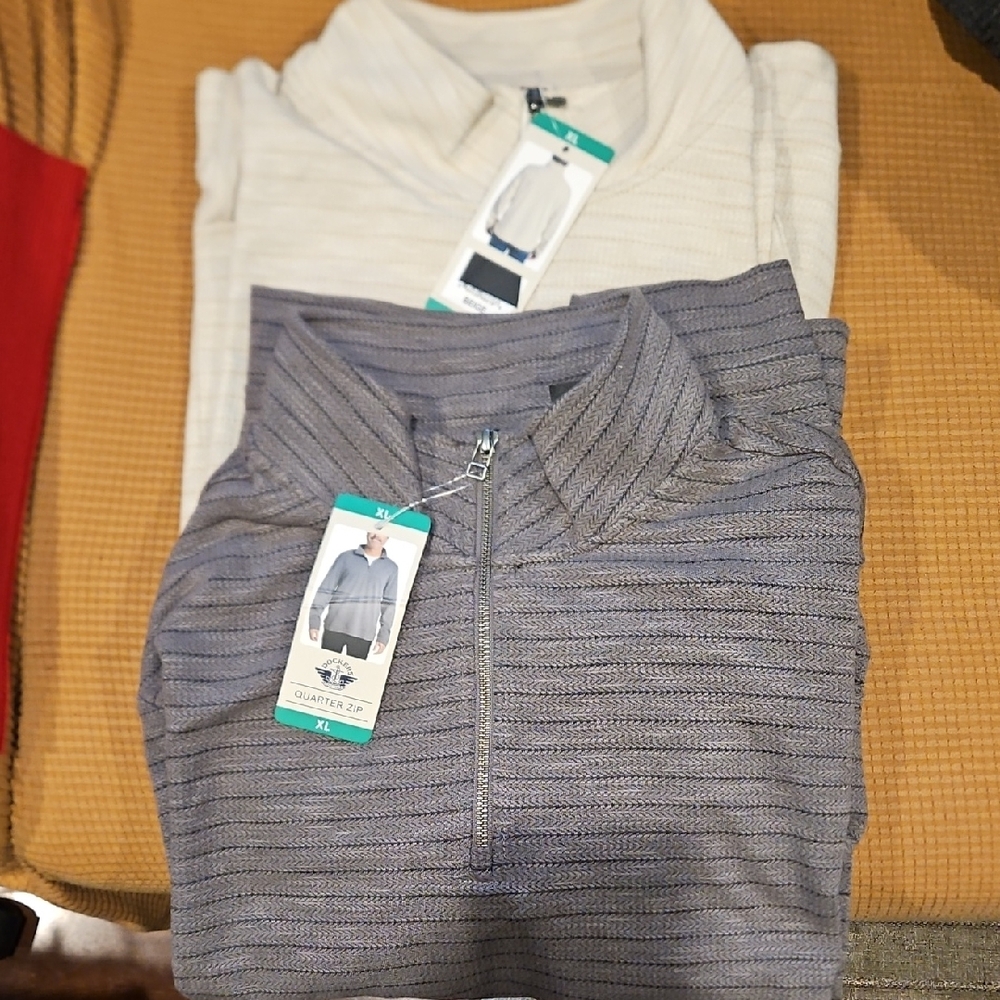 Dockers Men's Zip Up Sweaters - Gray and Cream